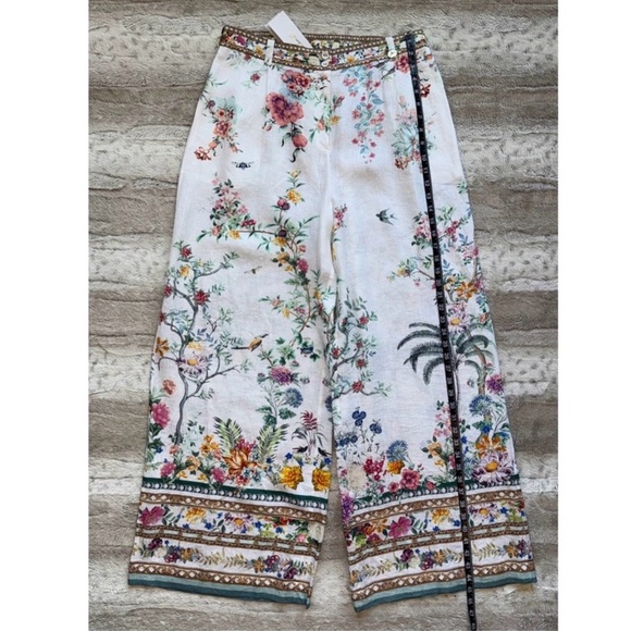 NWT✨CAMILLA Floral Linen Wide-Leg Pants in Plumes and Parterres Size L - Picture 7 of 16